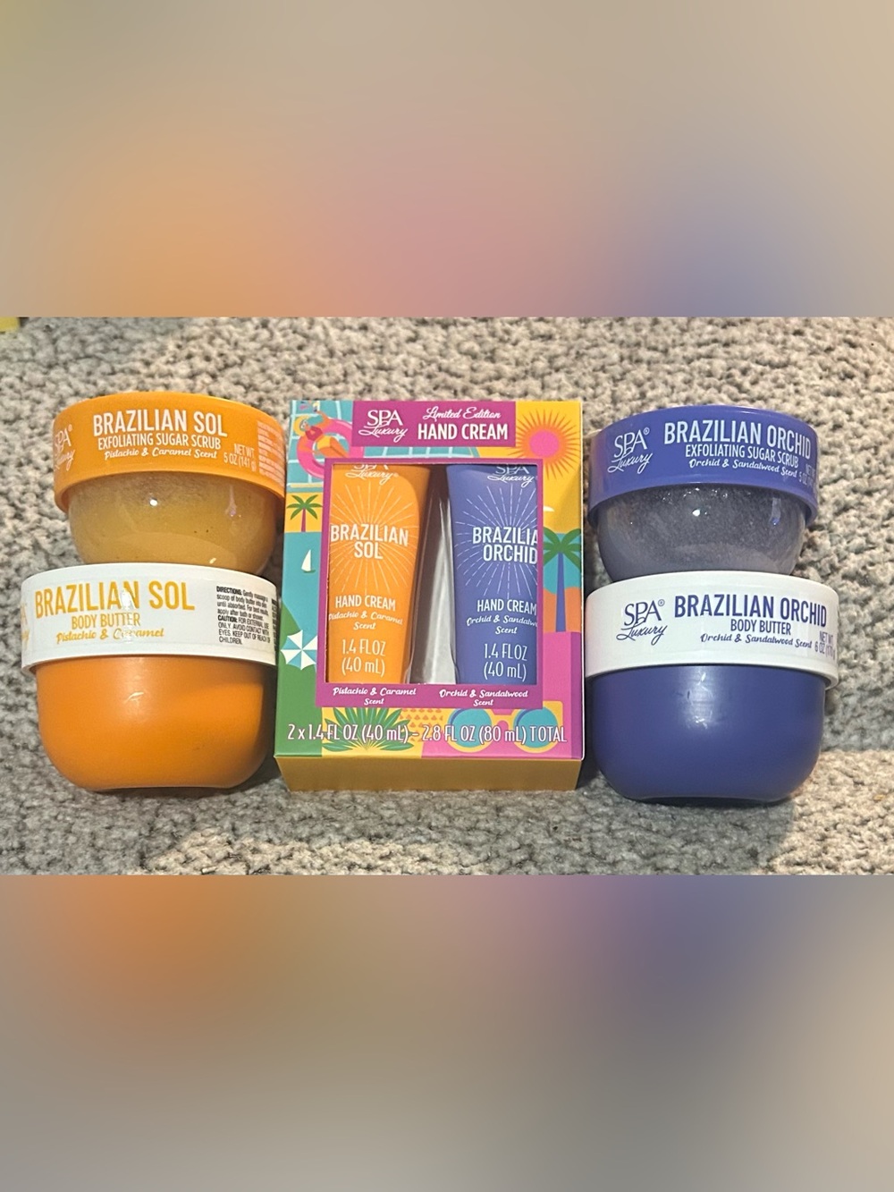 Spa Luxury Brazilian Sol &  Orchid Hand Cream, Body Butters & Scrubs  (Set of 5)